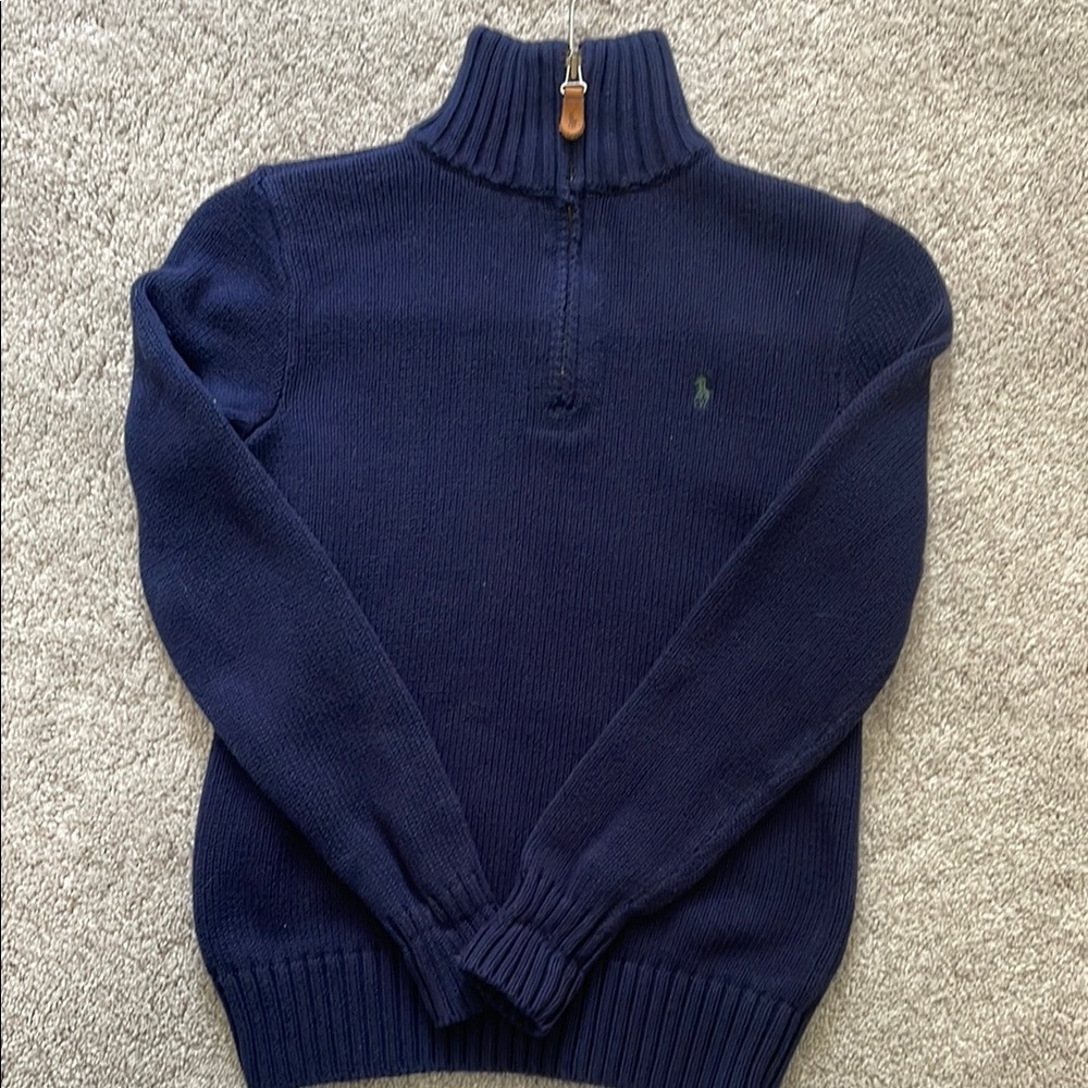 Polo by Ralph Lauren Blue Zip Up Sweater with Signature Logo